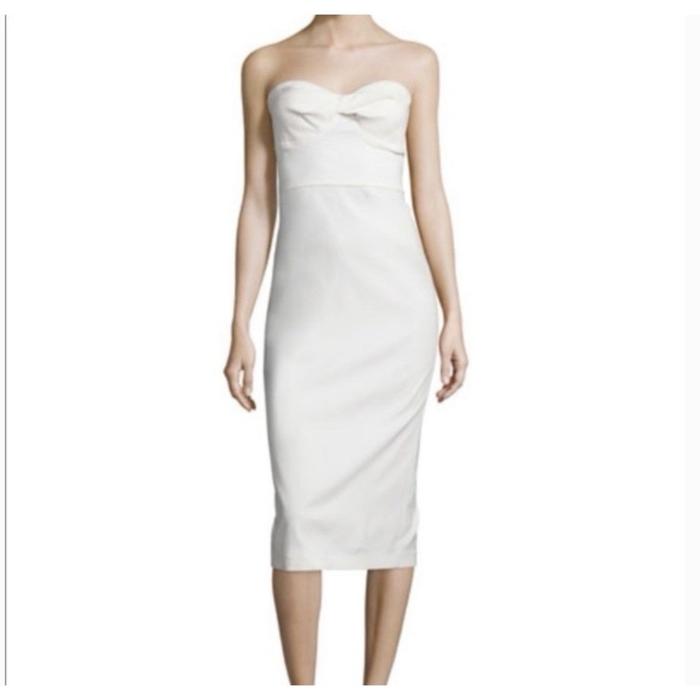 Veronica Beard Edelita Twist Bustier Ivory Midi Dress Strapless‎ Bodycon Size 2